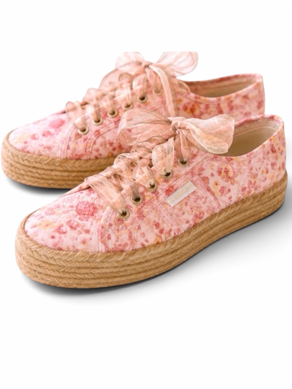 Superga x LoveShackFancy 2730 Floral Espadrille Ribbon Lace Sneakers Pink